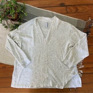 Rachel Pally Soft Knit Heather Gray Oversized V Neck Sweater